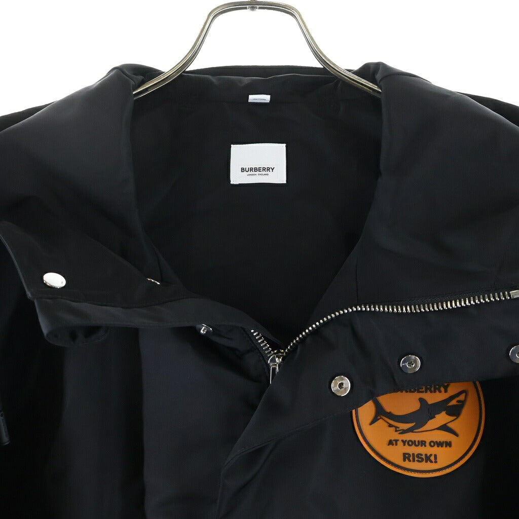 BURBERRY(バーバリー) ロゴラバーワッペン オーバーサイズ ジップアップ フーデッド ナイロンコート ブラック 8040675