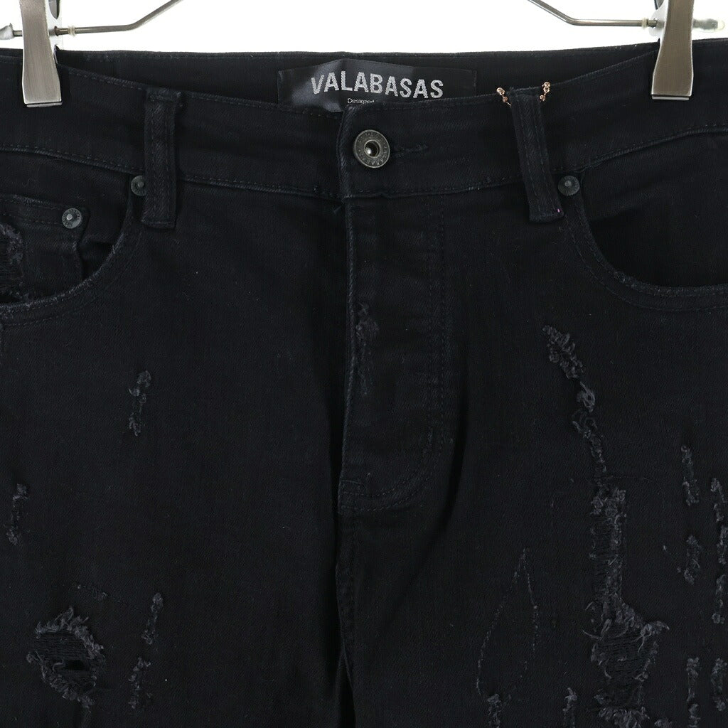 VALABASAS(ヴァラバサス) ダメージ加工 スキニーパンツ ブラック