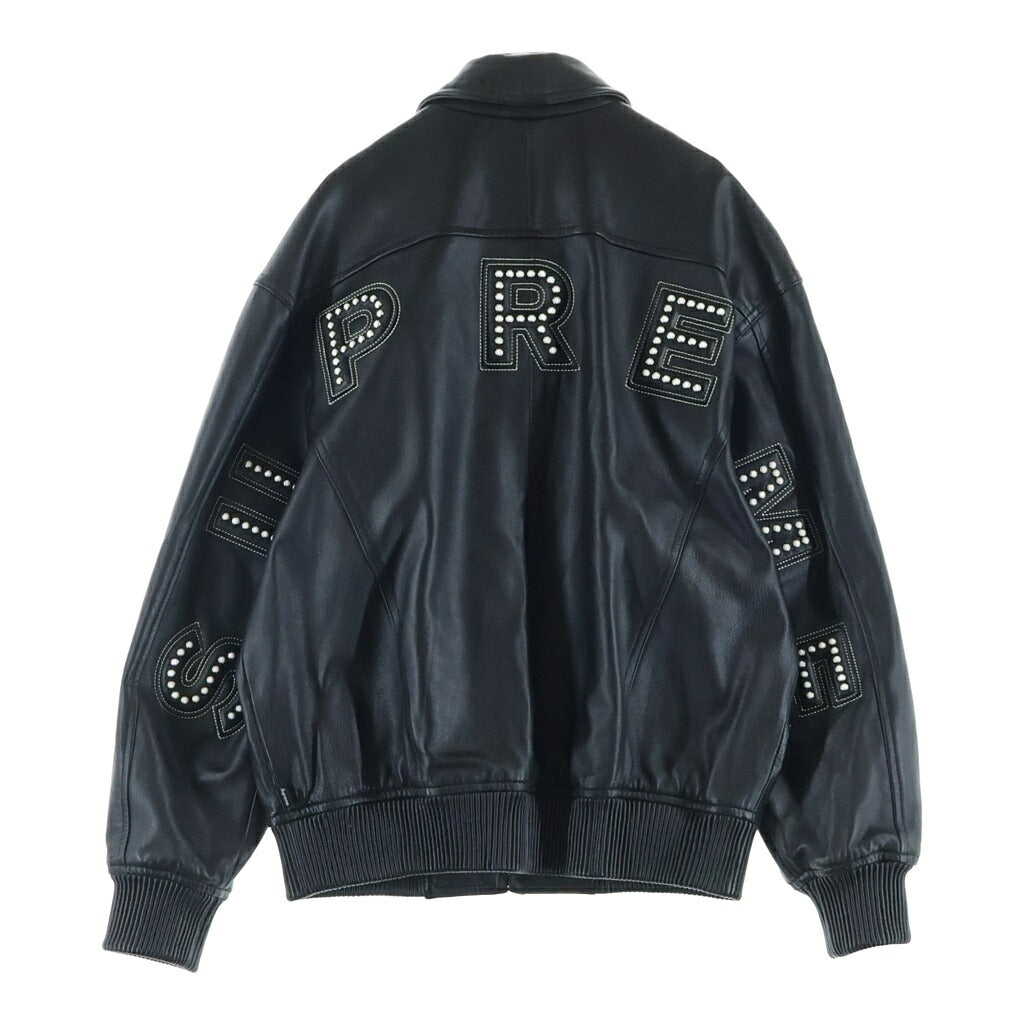 SUPREME(シュプリーム) 18SS Studded Arc Logo Leather Jacket スタッズ ロゴ レザージャケット ブラック