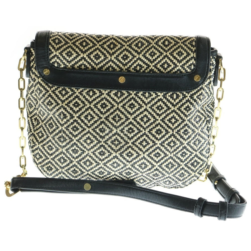 TORY BURCH(トリー バーチ) チェーンストラップ ロゴプレート ショルダーバッグ ブラック/ホワイト レディース