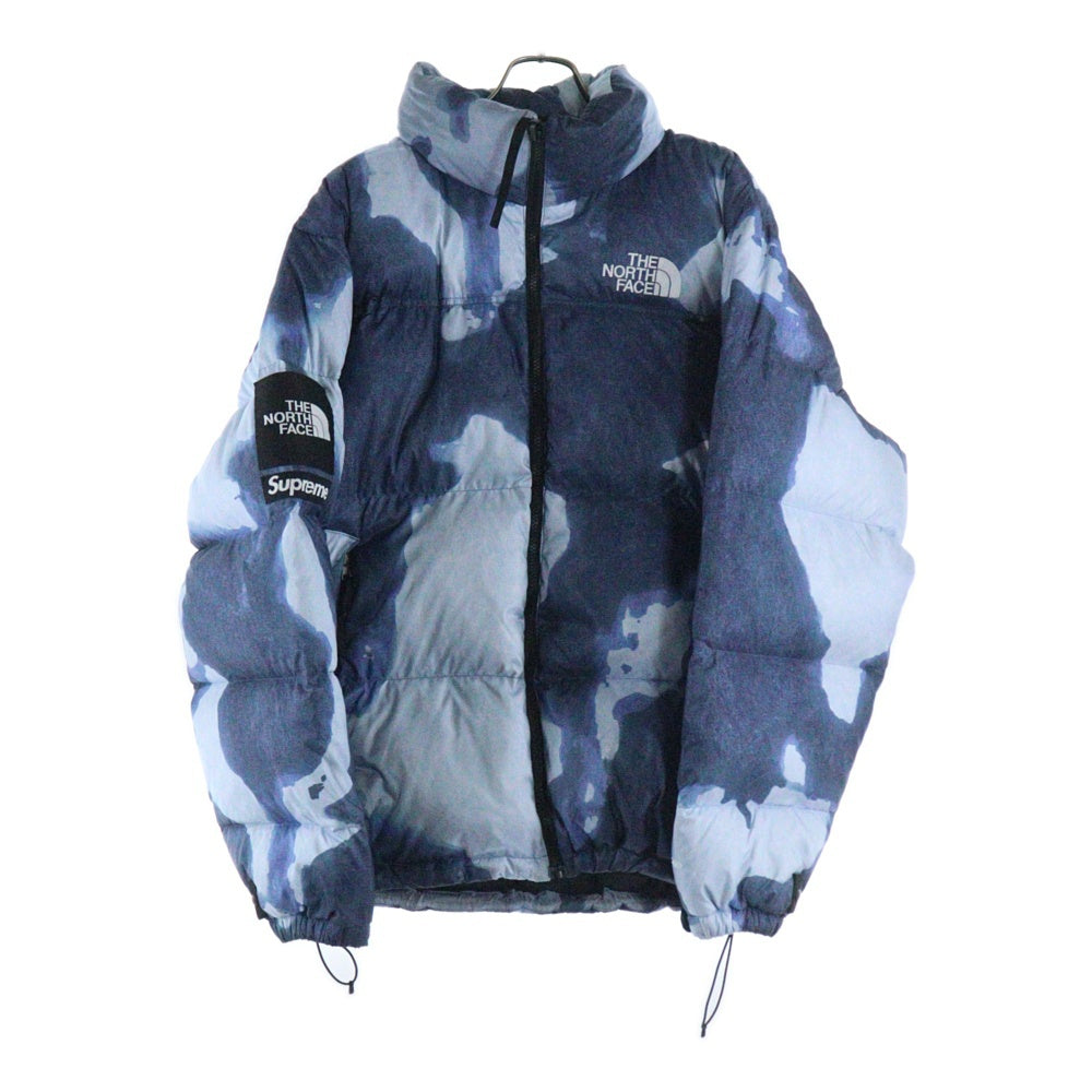 SUPREME(シュプリーム) 21AW × THE NORTH FACE Bleached Denim Print Nuptse Jacket ND52100I ノースフェイス ブリーチデニムプリントヌプシダウンジャケット アウター ブルー