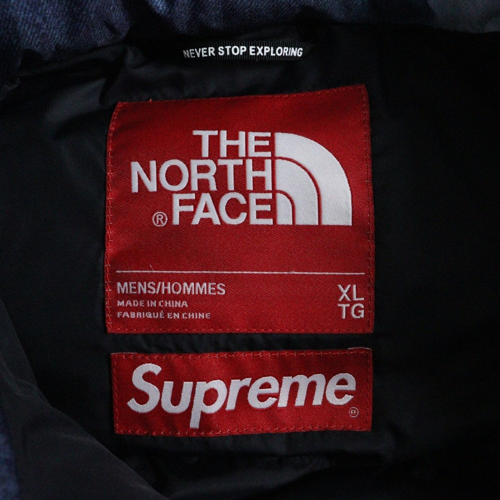 SUPREME(シュプリーム) 21AW × THE NORTH FACE Bleached Denim Print Nuptse Jacket ND52100I ノースフェイス ブリーチデニムプリントヌプシダウンジャケット アウター ブルー