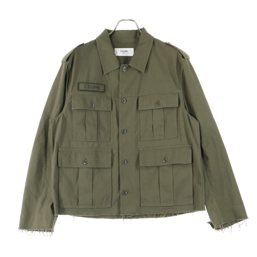 CELINE(セリーヌ) 24SS SAHARIENNE JACKET ロゴワッペン サハリエンヌ ミリタリージャケット ブルゾン カーキ 2W44B177R