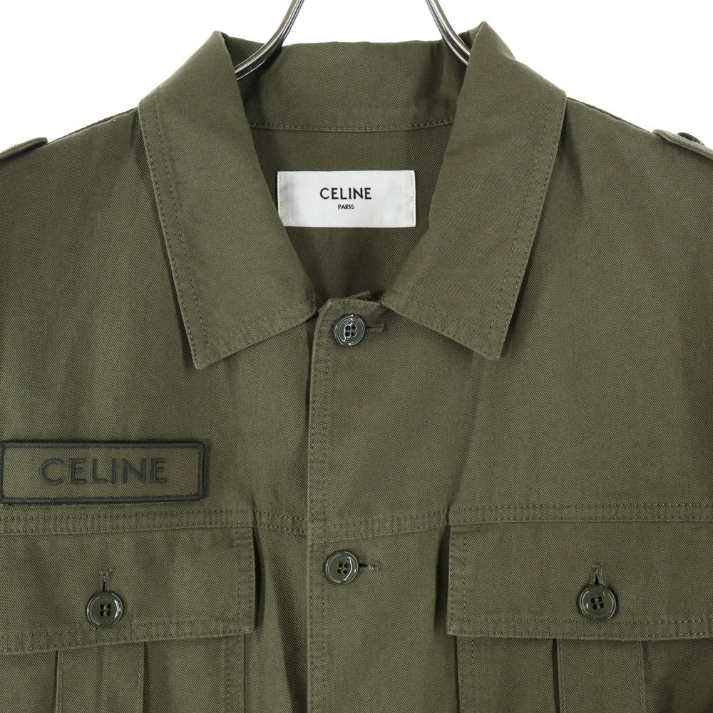 CELINE(セリーヌ) 24SS SAHARIENNE JACKET ロゴワッペン サハリエンヌ ミリタリージャケット ブルゾン カーキ 2W44B177R