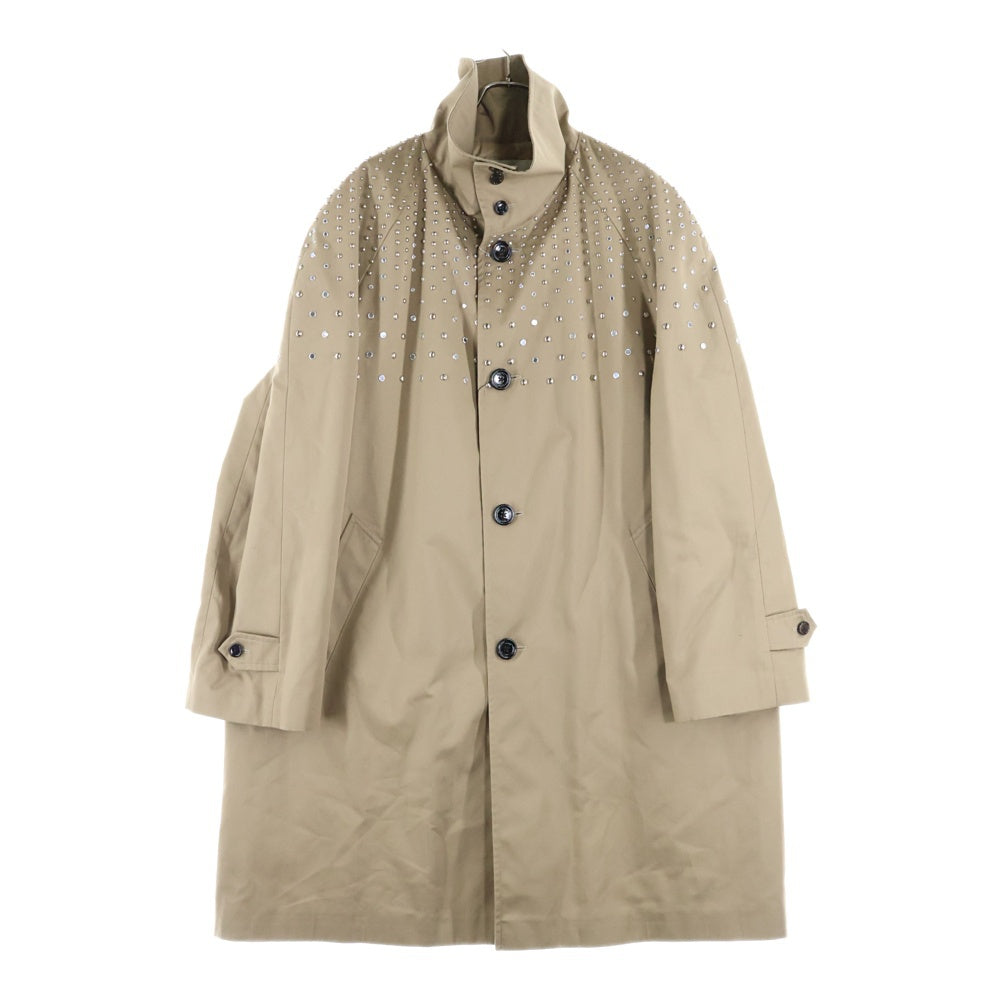 CELINE(セリーヌ) 22AW Stand Collar Technical Cotton Coat 2M967004N スタンドアップカラーマックコート ストーン装飾 ロングジャケット ベージュ