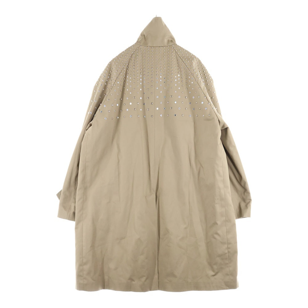 CELINE(セリーヌ) 22AW Stand Collar Technical Cotton Coat 2M967004N スタンドアップカラーマックコート ストーン装飾 ロングジャケット ベージュ