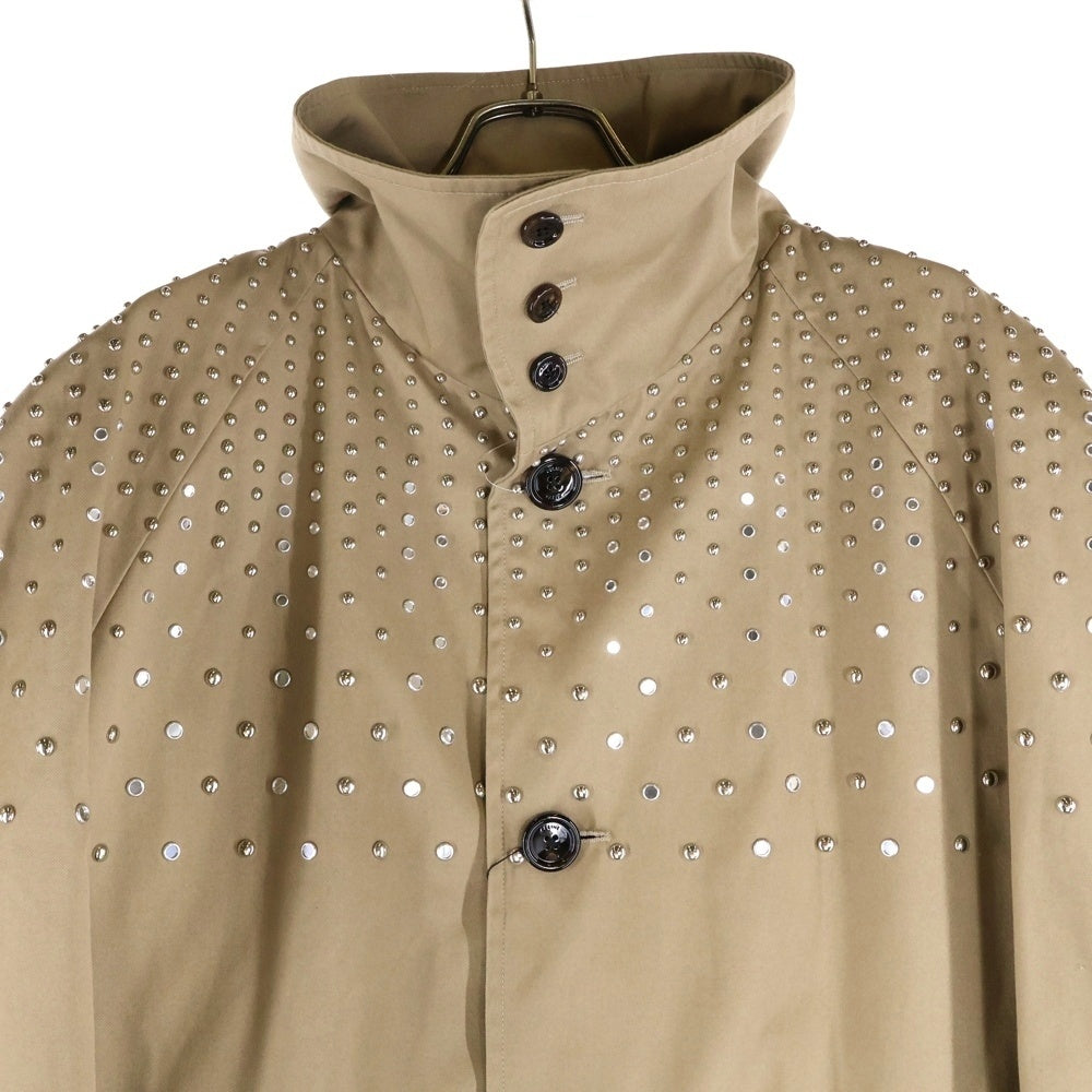 CELINE(セリーヌ) 22AW Stand Collar Technical Cotton Coat 2M967004N スタンドアップカラーマックコート ストーン装飾 ロングジャケット ベージュ