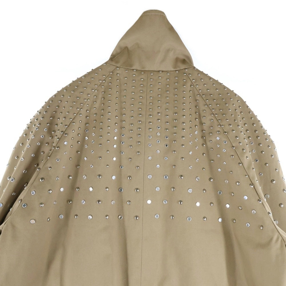 CELINE(セリーヌ) 22AW Stand Collar Technical Cotton Coat 2M967004N スタンドアップカラーマックコート ストーン装飾 ロングジャケット ベージュ