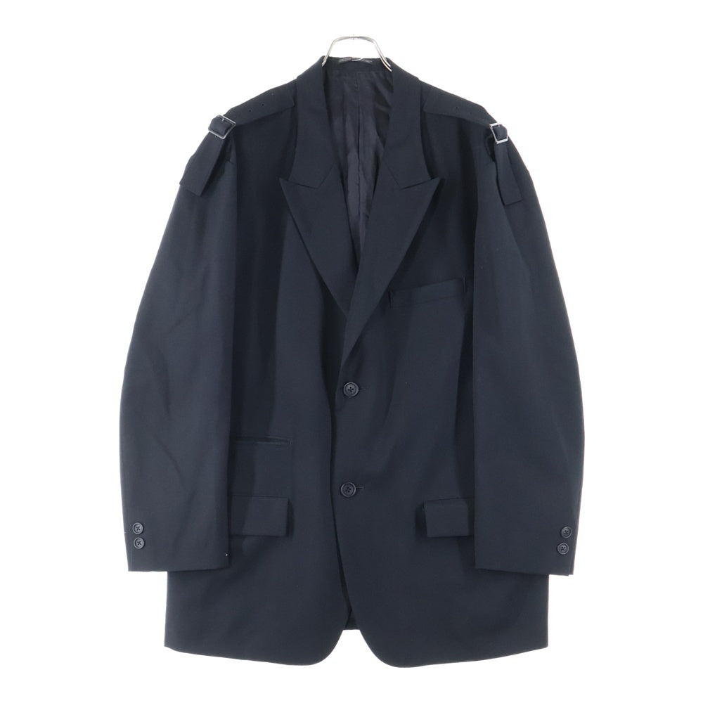 Yohji Yamamoto POUR HOMME(ヨウジヤマモト プールオム) 24AW ショルダーバックル ウールギャバジン 2Bジャケット ブラック HO-J74-534