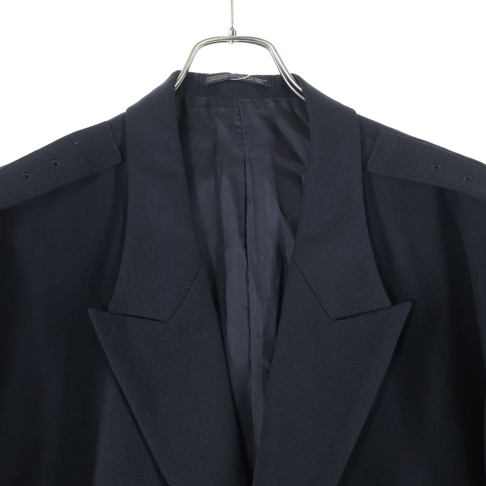 Yohji Yamamoto POUR HOMME(ヨウジヤマモト プールオム) 24AW ショルダーバックル ウールギャバジン 2Bジャケット ブラック HO-J74-534