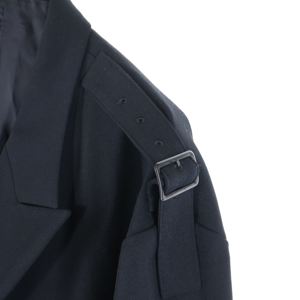Yohji Yamamoto POUR HOMME(ヨウジヤマモト プールオム) 24AW ショルダーバックル ウールギャバジン 2Bジャケット ブラック HO-J74-534