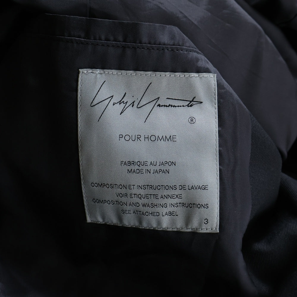 Yohji Yamamoto POUR HOMME(ヨウジヤマモト プールオム) 24AW ショルダーバックル ウールギャバジン 2Bジャケット ブラック HO-J74-534