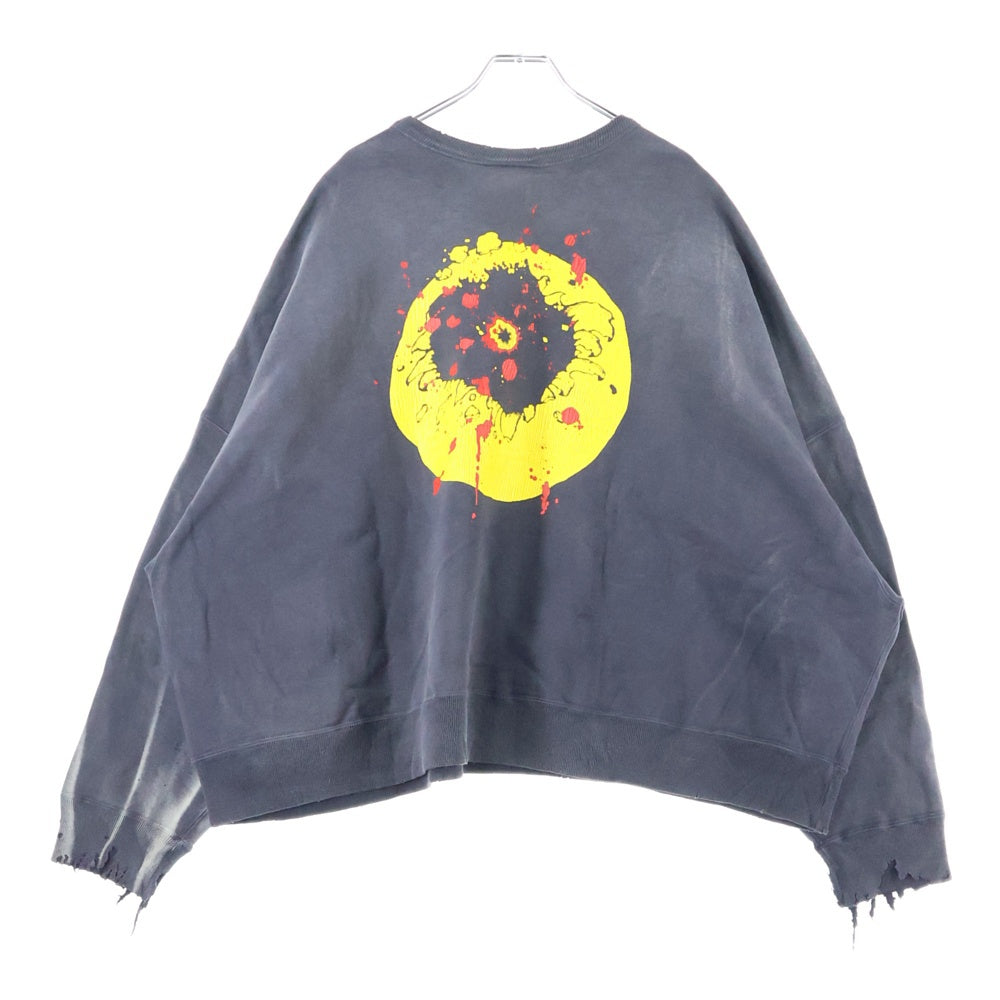 SAINT MICHAEL(セントマイケル) 24AW CP_CREW SWT/SMILE スマイルプリント クルーネック長袖トレーナー ブラック SM-YS1-0000-C06