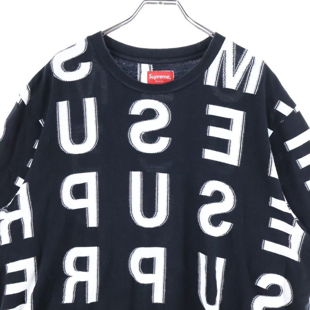 SUPREME(シュプリーム) 21SS Intarsia S/S Top スペルアウト クルーネック コットン 半袖Tシャツ カットソー ブラック