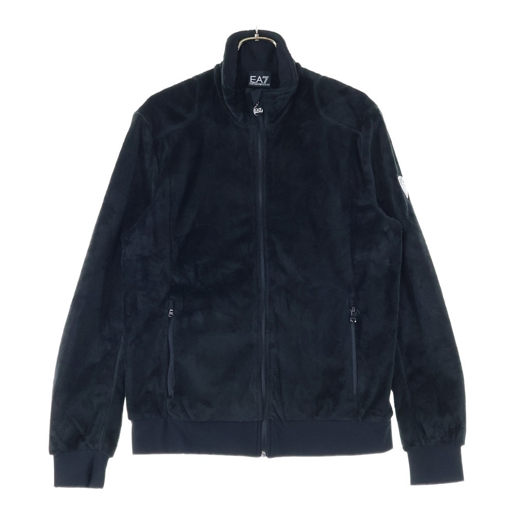 EMPORIO ARMANI(エンポリオアルマーニ) アームロゴエンブレム ジップアップ 長袖フリースジャケット ブラック