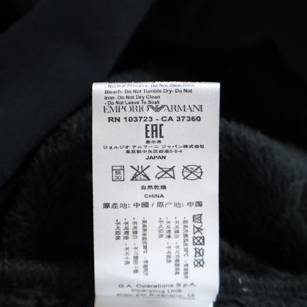 EMPORIO ARMANI(エンポリオアルマーニ) アームロゴエンブレム ジップアップ 長袖フリースジャケット ブラック