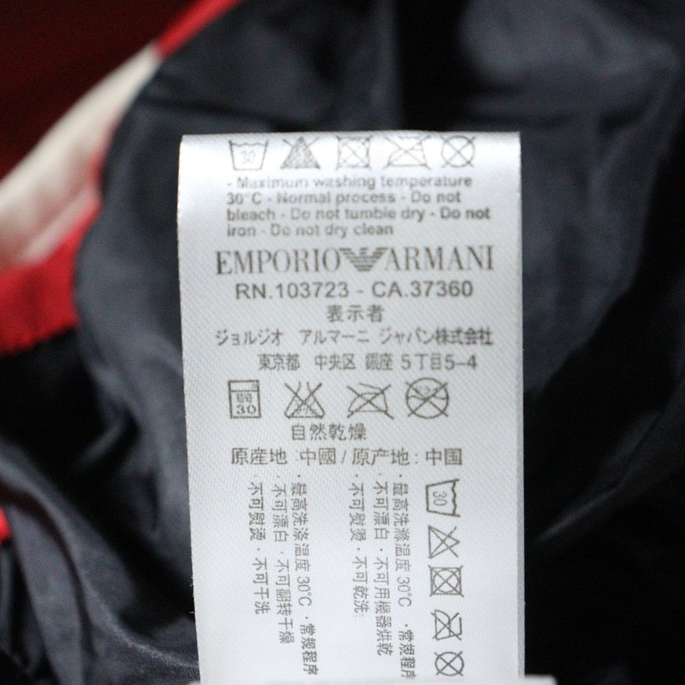 EMPORIO ARMANI(エンポリオアルマーニ) アームロゴ ジップアップ フーディ ダウンジャケット レッド