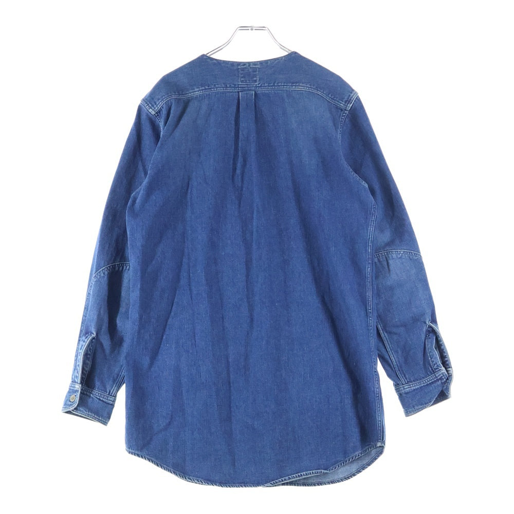 orslow(オアスロー) ノーカラー フロントボタン デニム ロングジャケット インディゴブルー