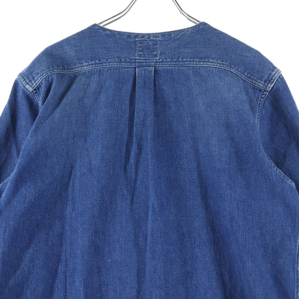 orslow(オアスロー) ノーカラー フロントボタン デニム ロングジャケット インディゴブルー