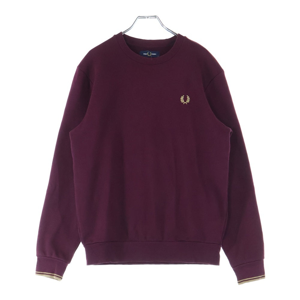 FRED PERRY(フレッドペリー) Arch Branded Sweatshirt ロゴ刺繍 クルーネック 長袖スウェット トレーナー レッド