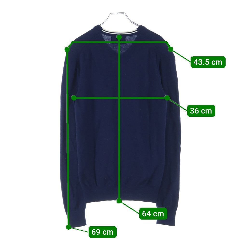 【新品タグ付き】FRED PERRY ネイビー 長袖 Sサイズ FRED PERRY(フレッドペリー) ロゴ刺繍 クラシック Vネック ウール長袖