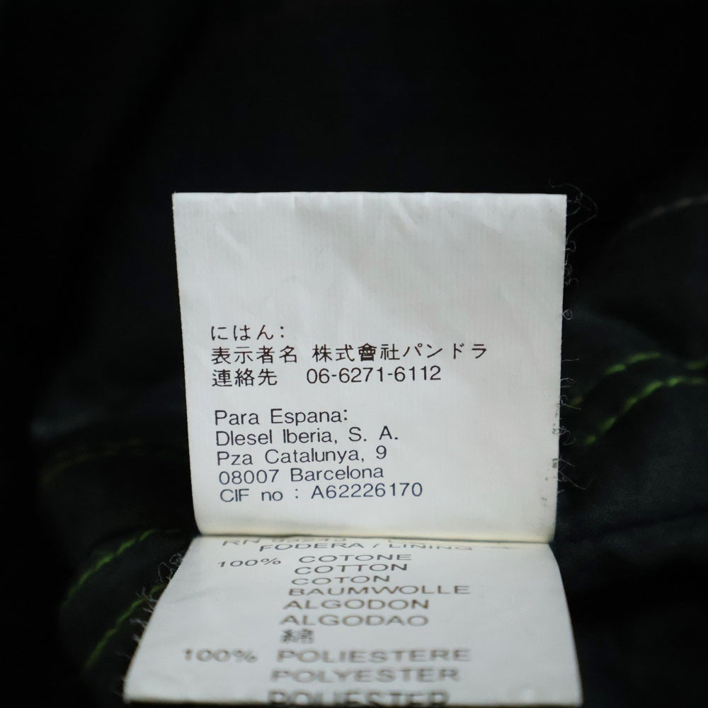 DIESEL(ディーゼル) 63ワッペン アームライン ダブルライダースジャケット ブラック/グリーン