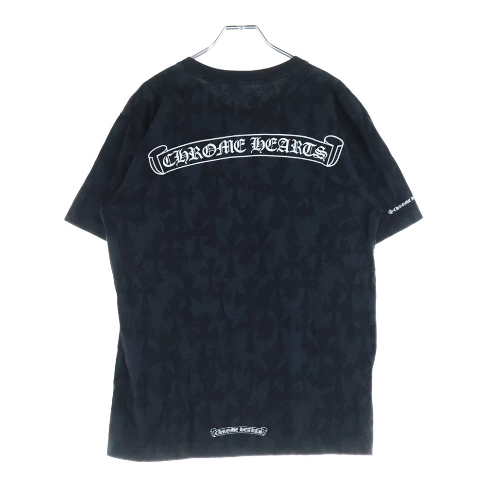 CHROME HEARTS(クロムハーツ) Graveyard Cemetery Cross Tee グレイブヤードセメタリークロス スクロールラベルプリント 半袖Tシャツ カットソー ブラック