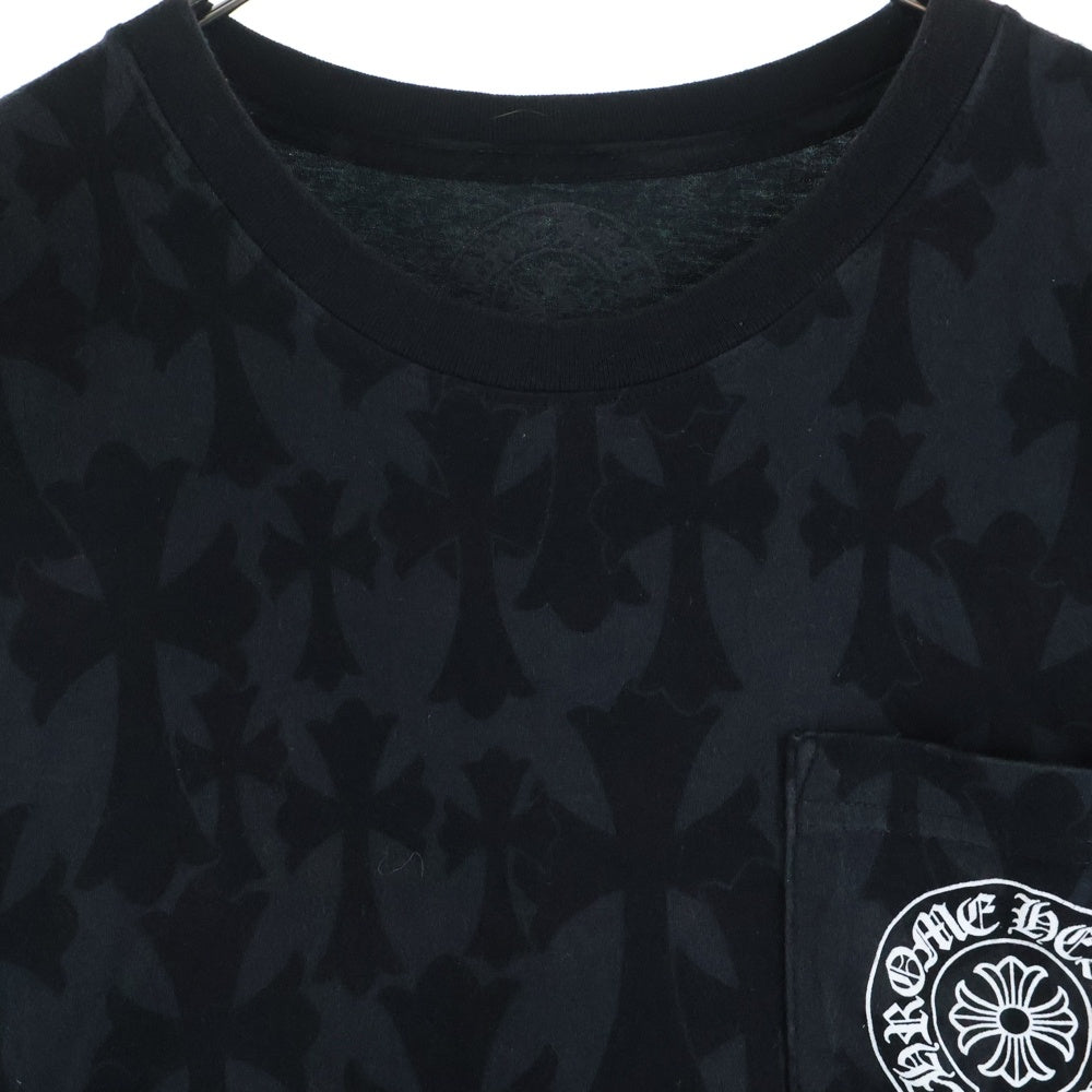 CHROME HEARTS(クロムハーツ) Graveyard Cemetery Cross Tee グレイブヤードセメタリークロス スクロールラベルプリント 半袖Tシャツ カットソー ブラック