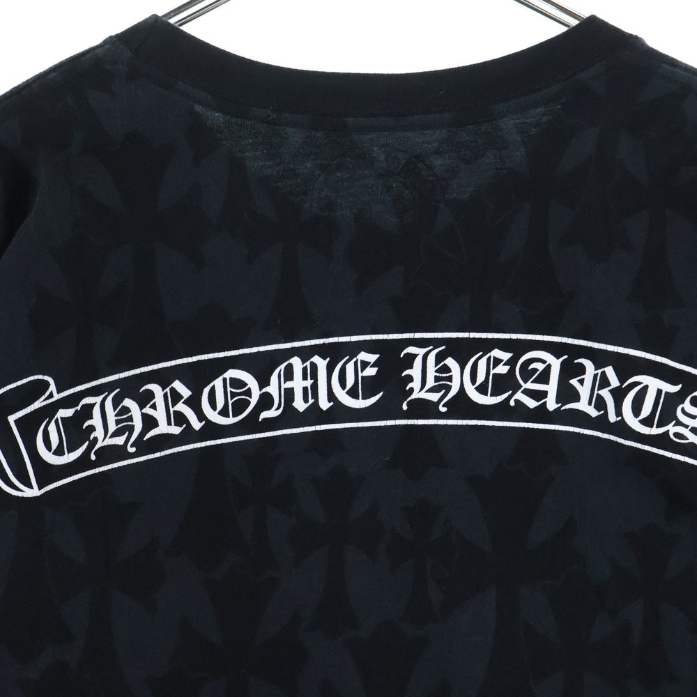 CHROME HEARTS(クロムハーツ) Graveyard Cemetery Cross Tee グレイブヤードセメタリークロス スクロールラベルプリント 半袖Tシャツ カットソー ブラック