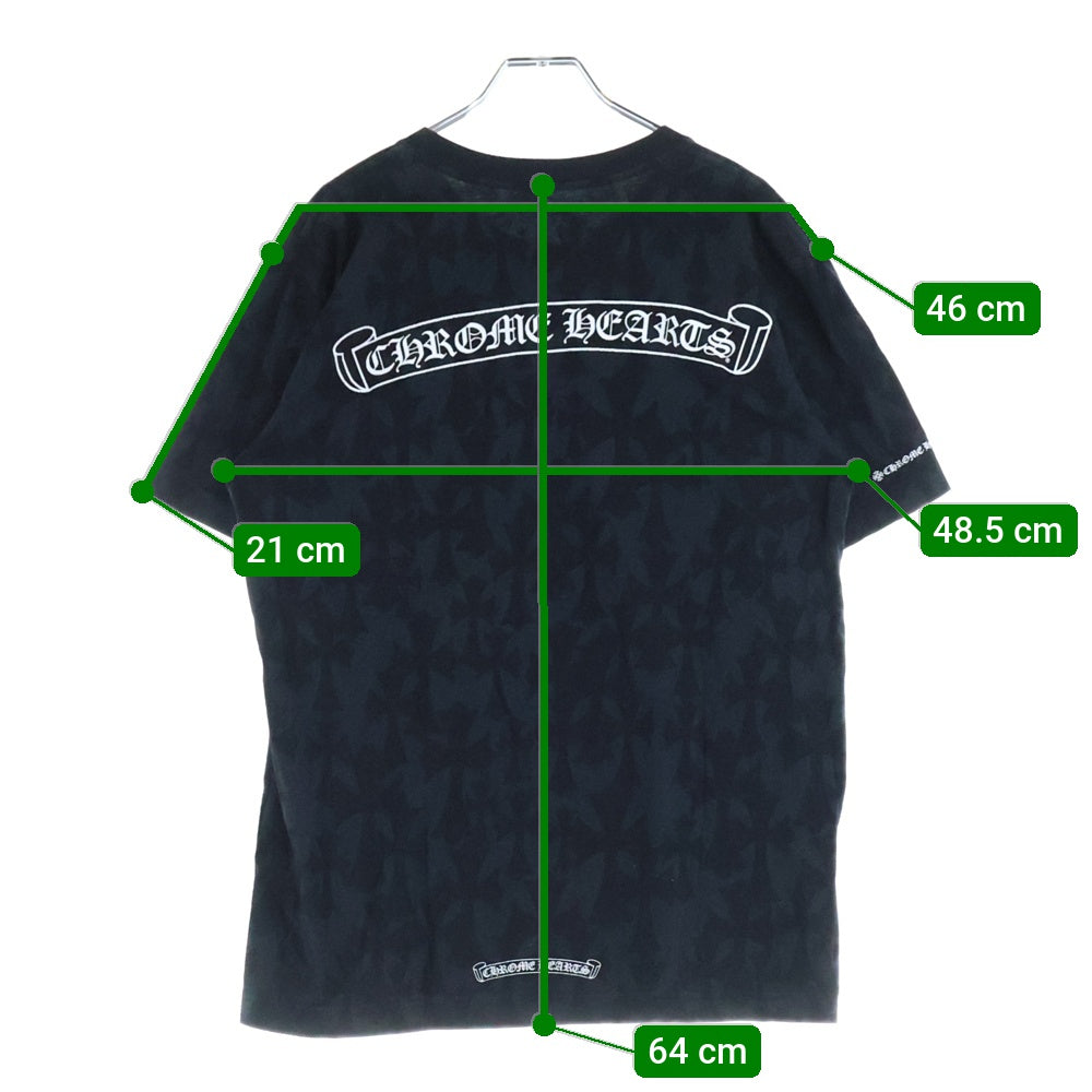 CHROME HEARTS(クロムハーツ) Graveyard Cemetery Cross Tee グレイブヤードセメタリークロス スクロールラベルプリント 半袖Tシャツ カットソー ブラック