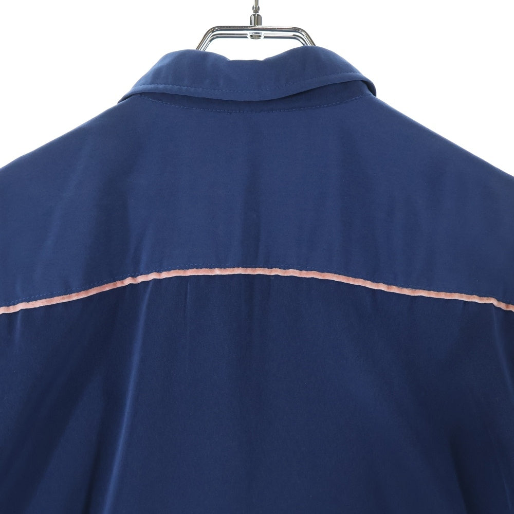 NO BRAND(ノーブランド) SWIPE ON THE QUIET レーヨン 半袖ポロシャツ カットソー ブルー