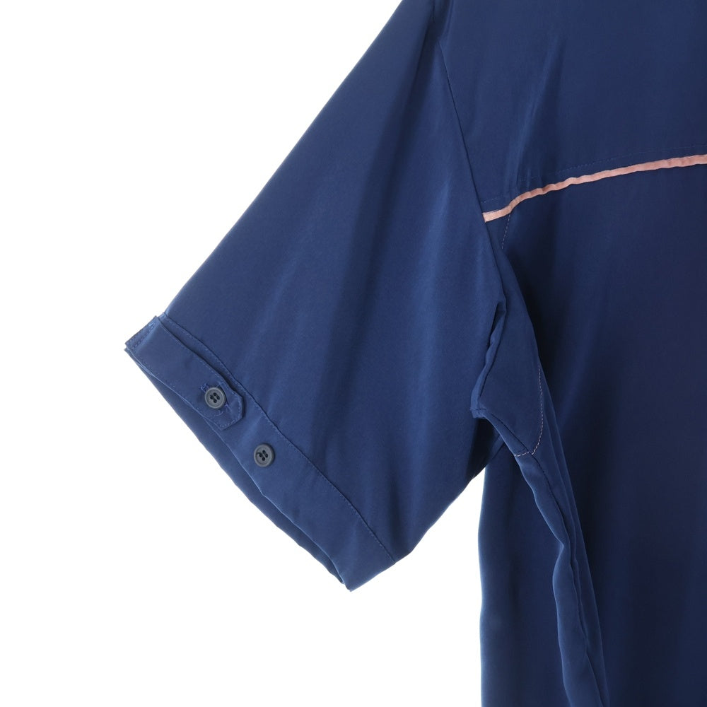 NO BRAND(ノーブランド) SWIPE ON THE QUIET レーヨン 半袖ポロシャツ カットソー ブルー