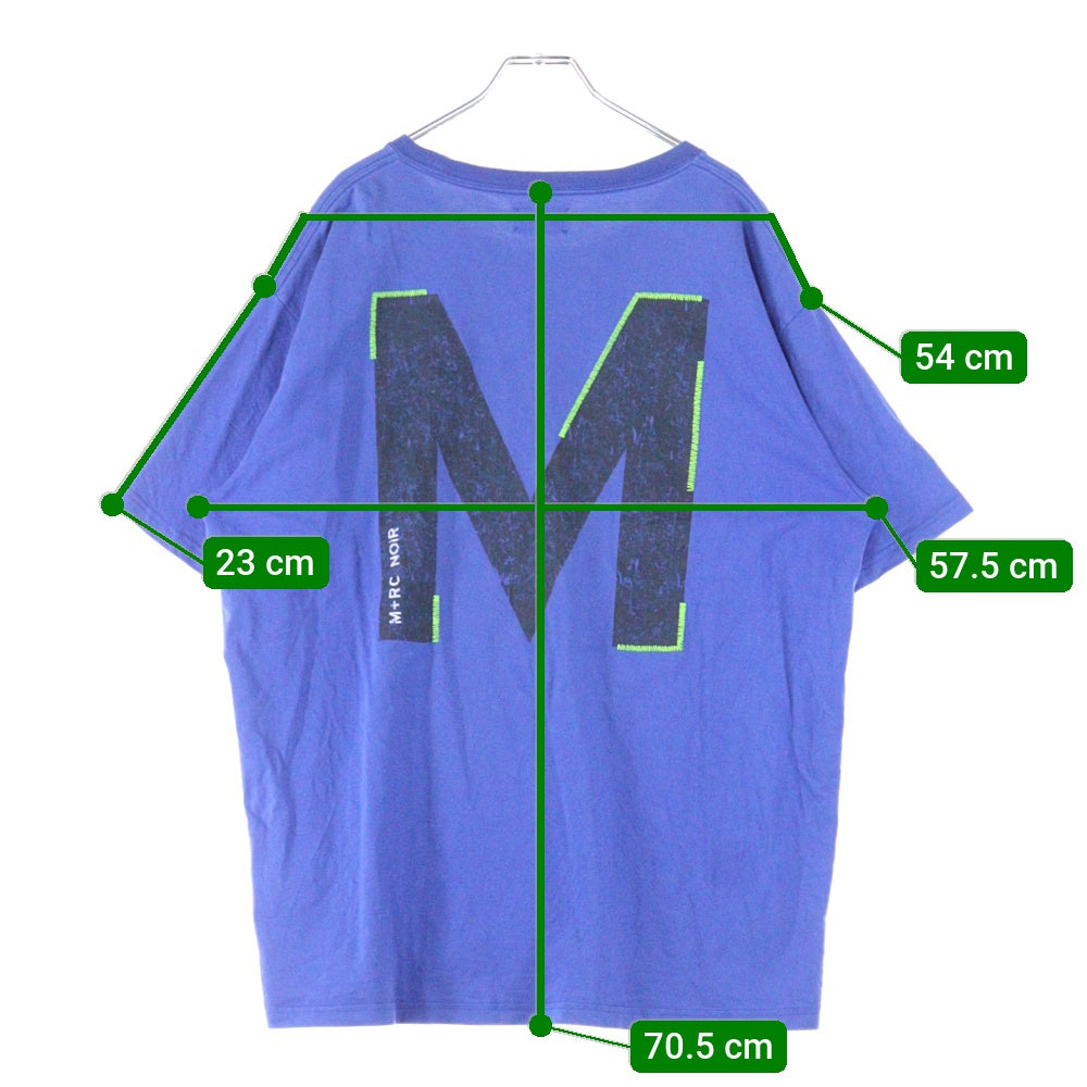 M+RC NOIR(マルシェノア) バックプリント クルーネック半袖Tシャツ カットソー ブルー
