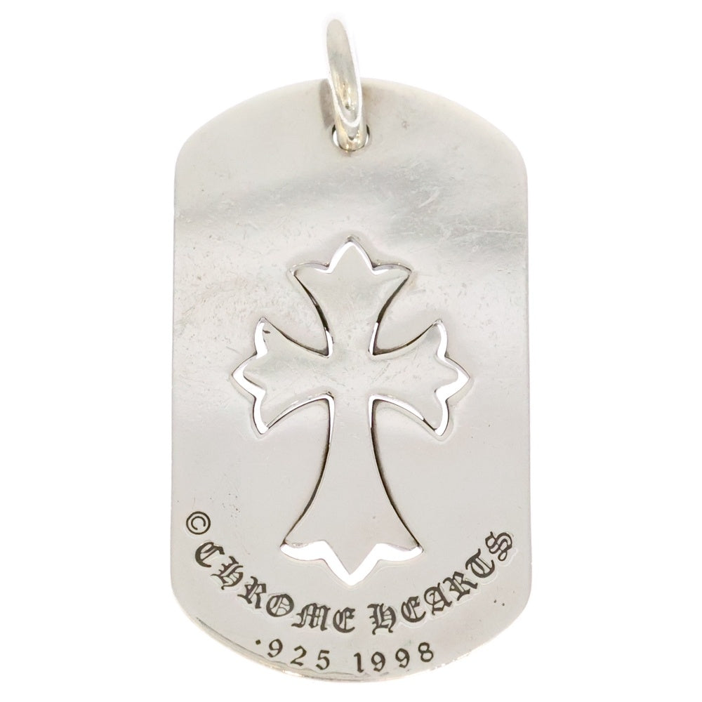 CHROME HEARTS(クロムハーツ) D TAG LRG TNY CRS カットアウトタイニーCHクロス ラージドッグタグ ネックレストップ シルバー