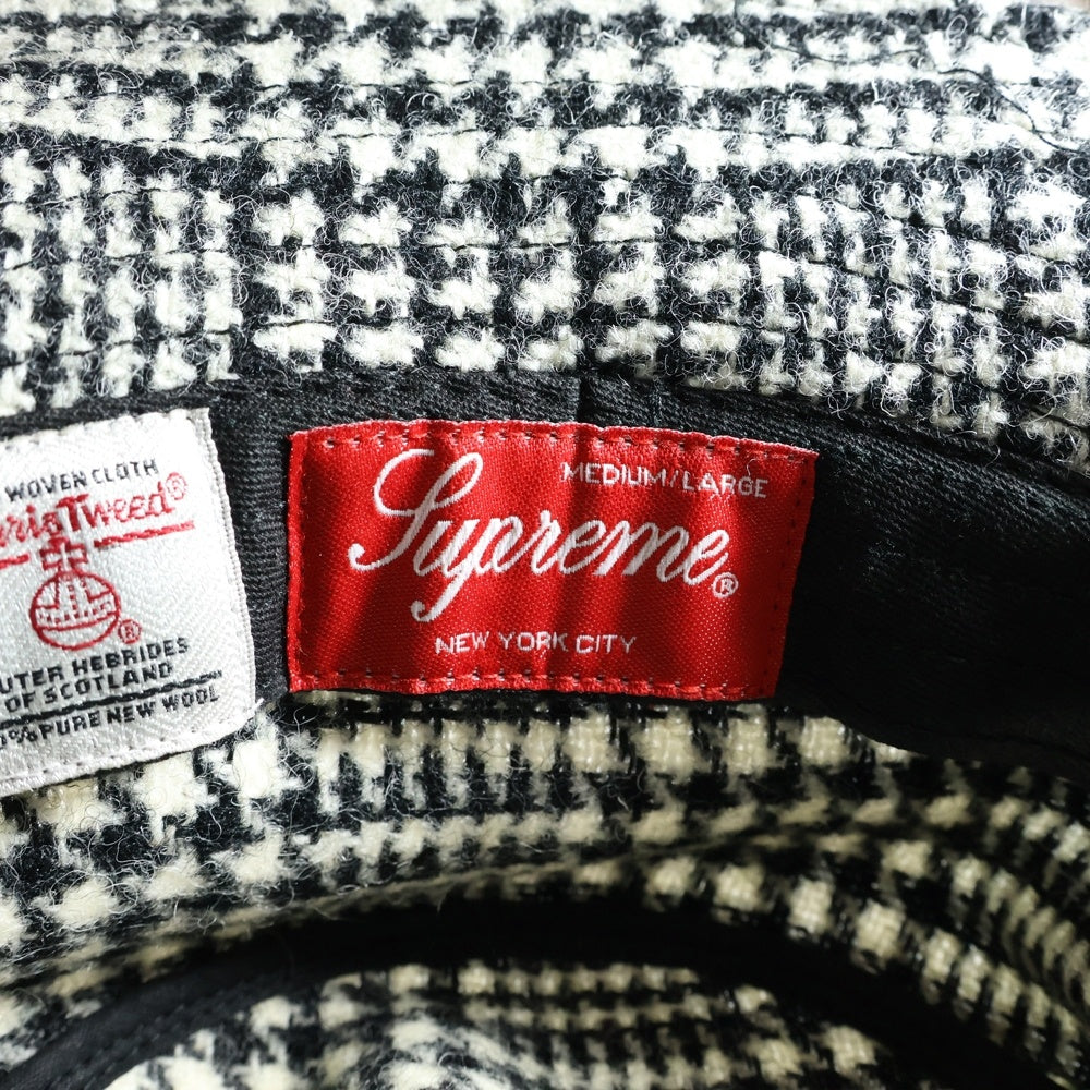 SUPREME(シュプリーム) 21AW × Harris Tweed Classic Logo Crusher Hat ハリスツイード クラシックロゴ クラッシャーハット 帽子 ホワイト/ブラック