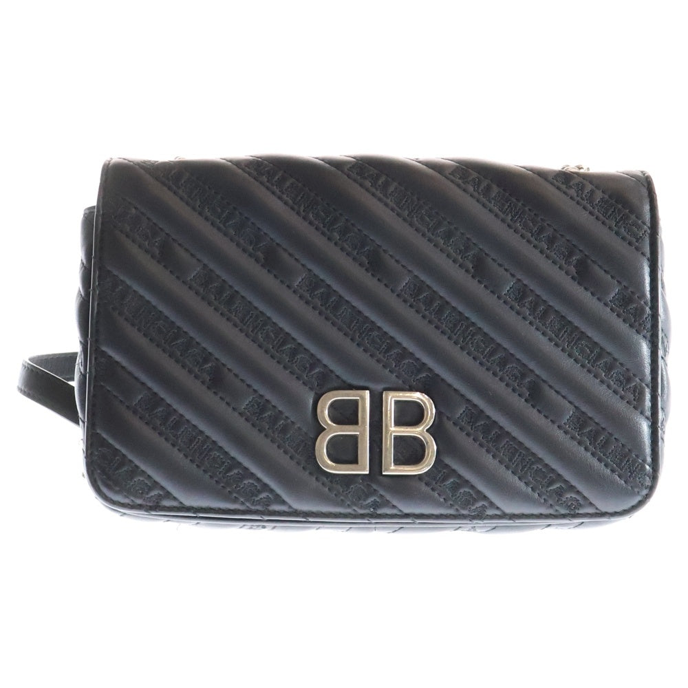 BALENCIAGA(バレンシアガ) BBロゴ エンボス チェーンショルダーバッグ ブラック 516920