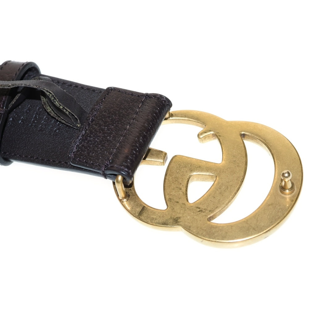 GUCCI(グッチ) ＧＧマーモント ロゴバックル カーフスキン レザーベルト 406831-DJ207-493949 ブラウン/ゴールド