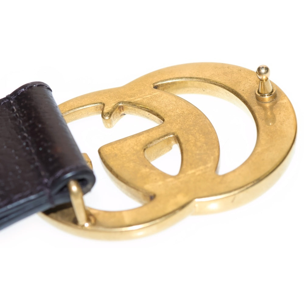 GUCCI(グッチ) ＧＧマーモント ロゴバックル カーフスキン レザーベルト 406831-DJ207-493949 ブラウン/ゴールド