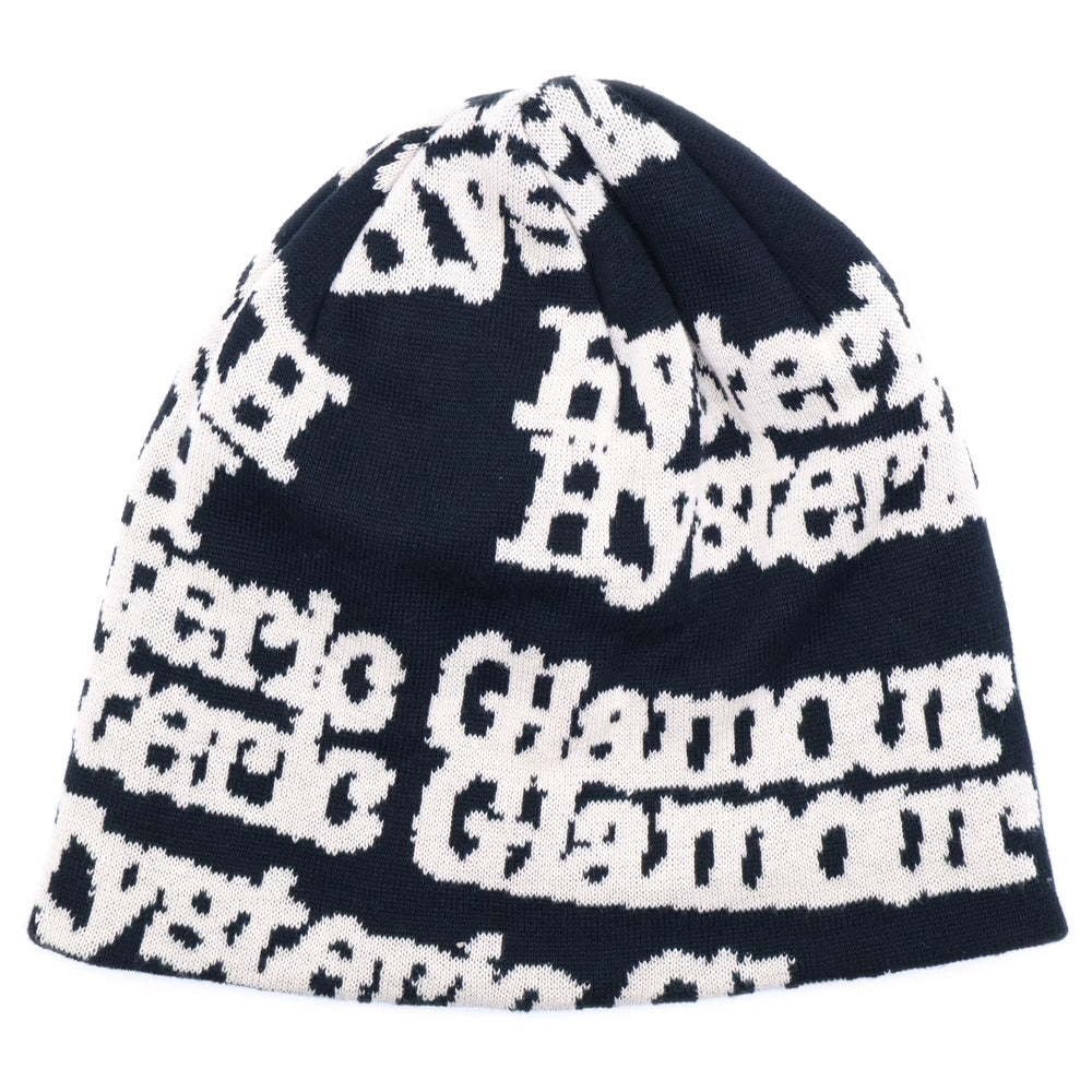 HYSTERIC GLAMOUR(ヒステリックグラマー) TYPE LOGO OVER SIZE BEANIE オーバーサイズビーニー ニット帽 ブラック/ホワイト 01251QH02