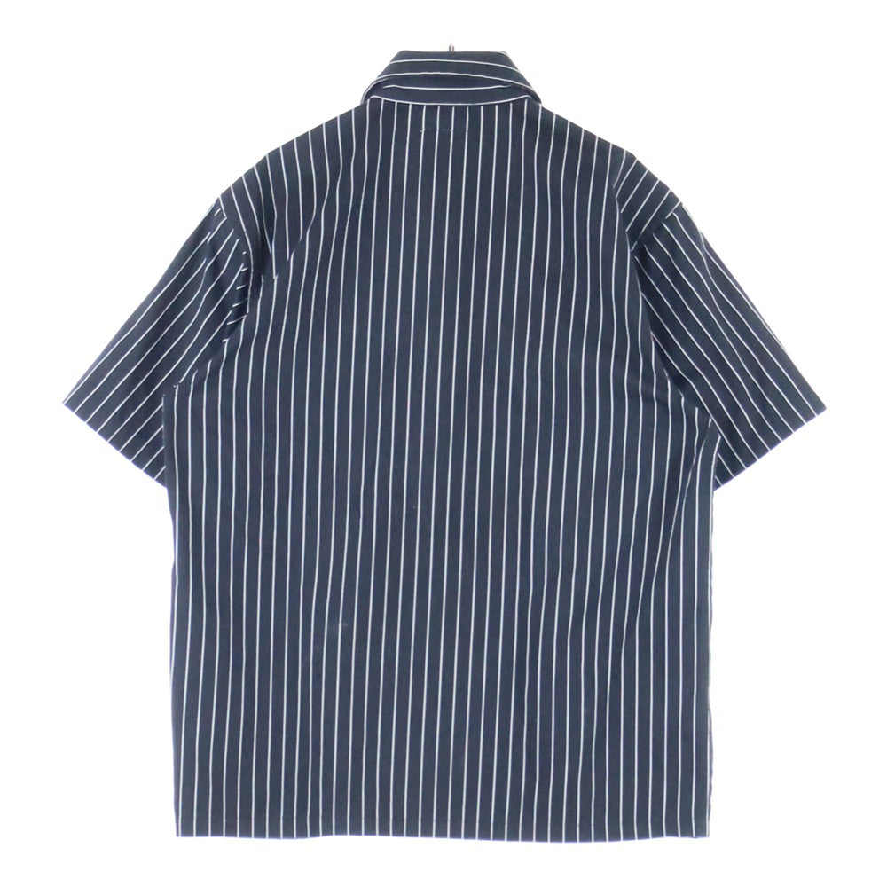 BIG MIKE(ビッグマイク) フロントポケット付 ストライプ柄半袖シャツ ブラック