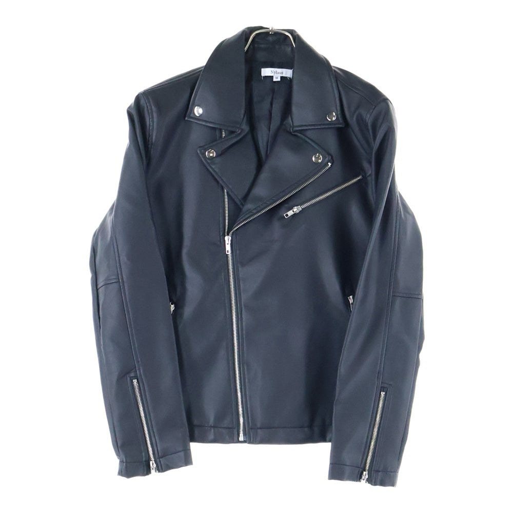 NYLAUS(ナイラス) ジップアップ ライダース フェイクレザー ジャケット ブラック