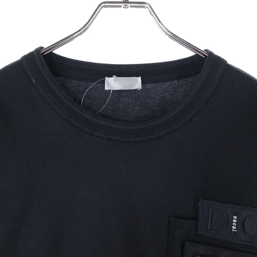 DIOR(ディオール) 21AW × sacai Over Size Cotton Jersey ×サカイ オーバーサイズ ドッキング ロングスリーブTシャツ 長袖カットソー ブラック 213J642A0554
