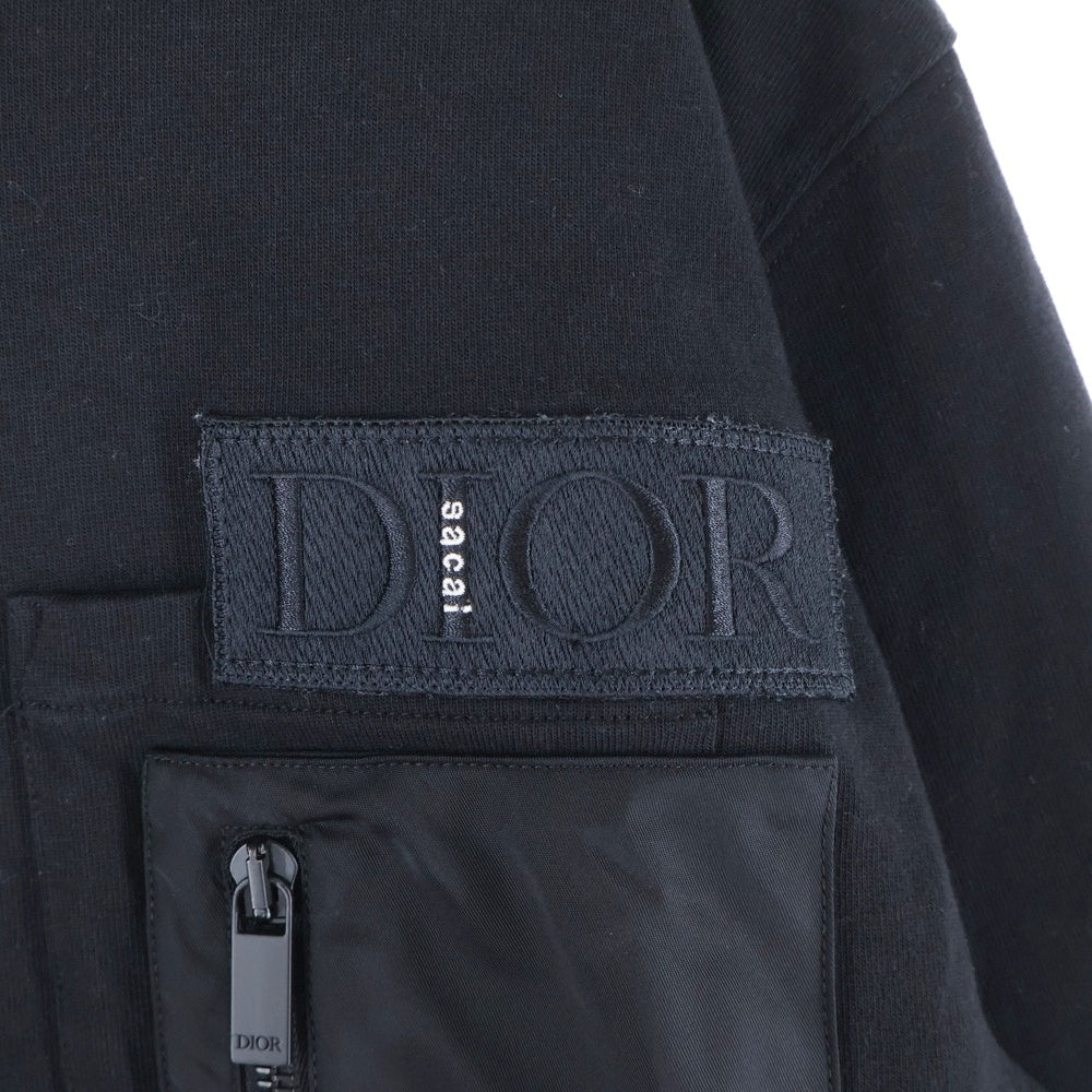 DIOR(ディオール) 21AW × sacai Over Size Cotton Jersey ×サカイ オーバーサイズ ドッキング ロングスリーブTシャツ 長袖カットソー ブラック 213J642A0554