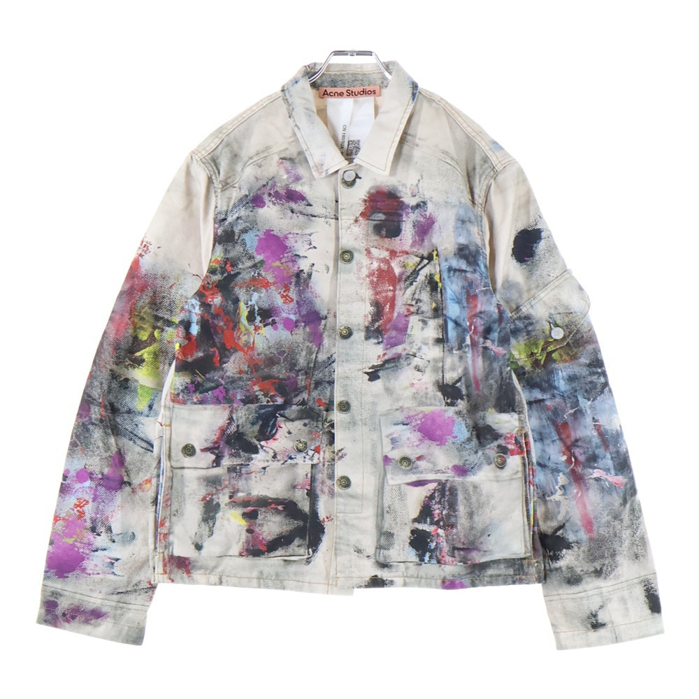 Acne Studios(アクネ ストゥディオズ) OCHINO TLO PAINTER DECORATOR トロンプルイユプリント 転写ペイント デニムジャケット マルチ FN-MN-OUTW001241