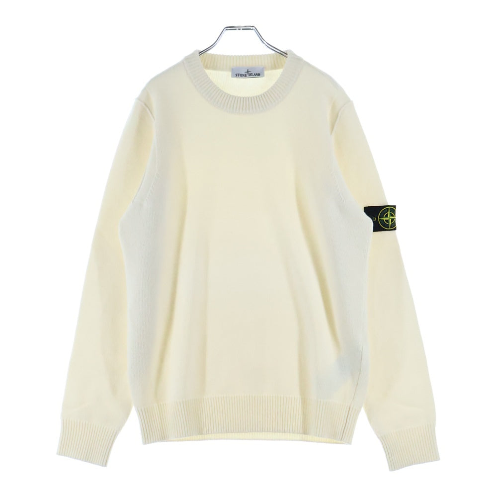 STONE ISLAND(ストーンアイランド) 25AW SWEATER ロゴワッペン付き ウール 長袖ニットセーター アイボリー K2S155100072S00A3