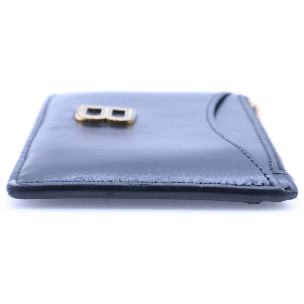 BALENCIAGA(バレンシアガ) Bロゴプレート レザーコインケース ブラック/ゴールド 637371