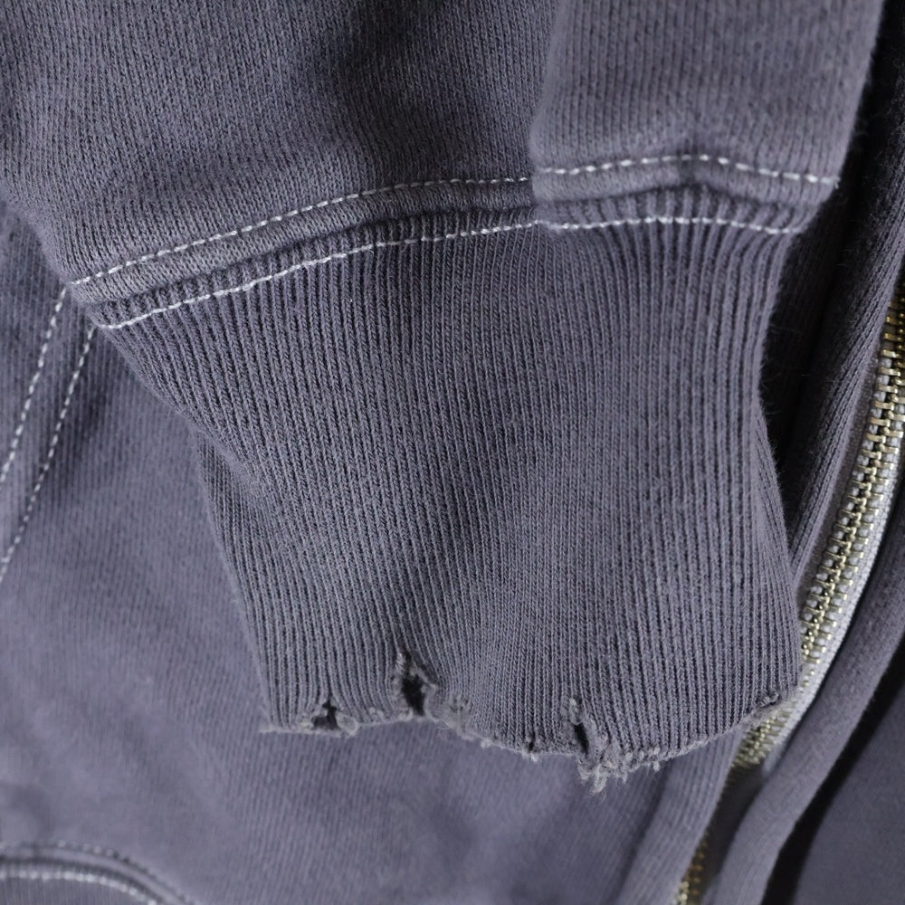 Jieda(ジエダ) PIGMENT J LOGO ZIP UP HOODIE Jie-24W-CT09 ピグメント ダメージ加工 ジップアップフーディ ブラック