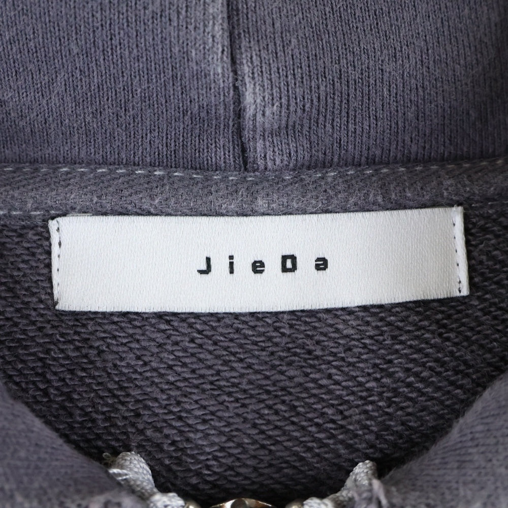Jieda(ジエダ) PIGMENT J LOGO ZIP UP HOODIE Jie-24W-CT09 ピグメント ダメージ加工 ジップアップフーディ ブラック