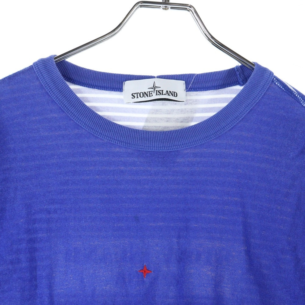 STONE ISLAND(ストーンアイランド) MARINA プリント ボーダー柄 長袖Tシャツ ロングスリーブカットソー 7015244X4 ブルー/ホワイト