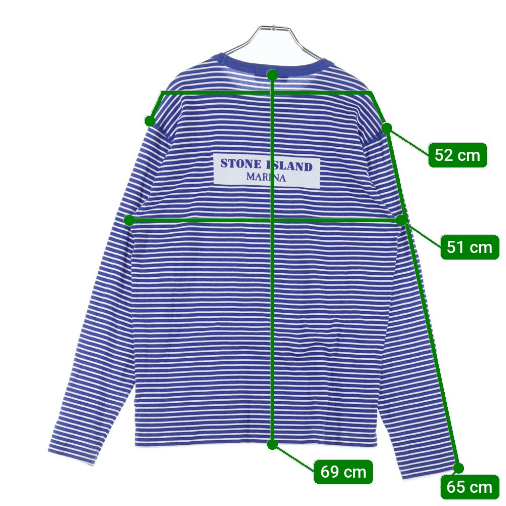 STONE ISLAND(ストーンアイランド) MARINA プリント ボーダー柄 長袖Tシャツ ロングスリーブカットソー 7015244X4 ブルー/ホワイト